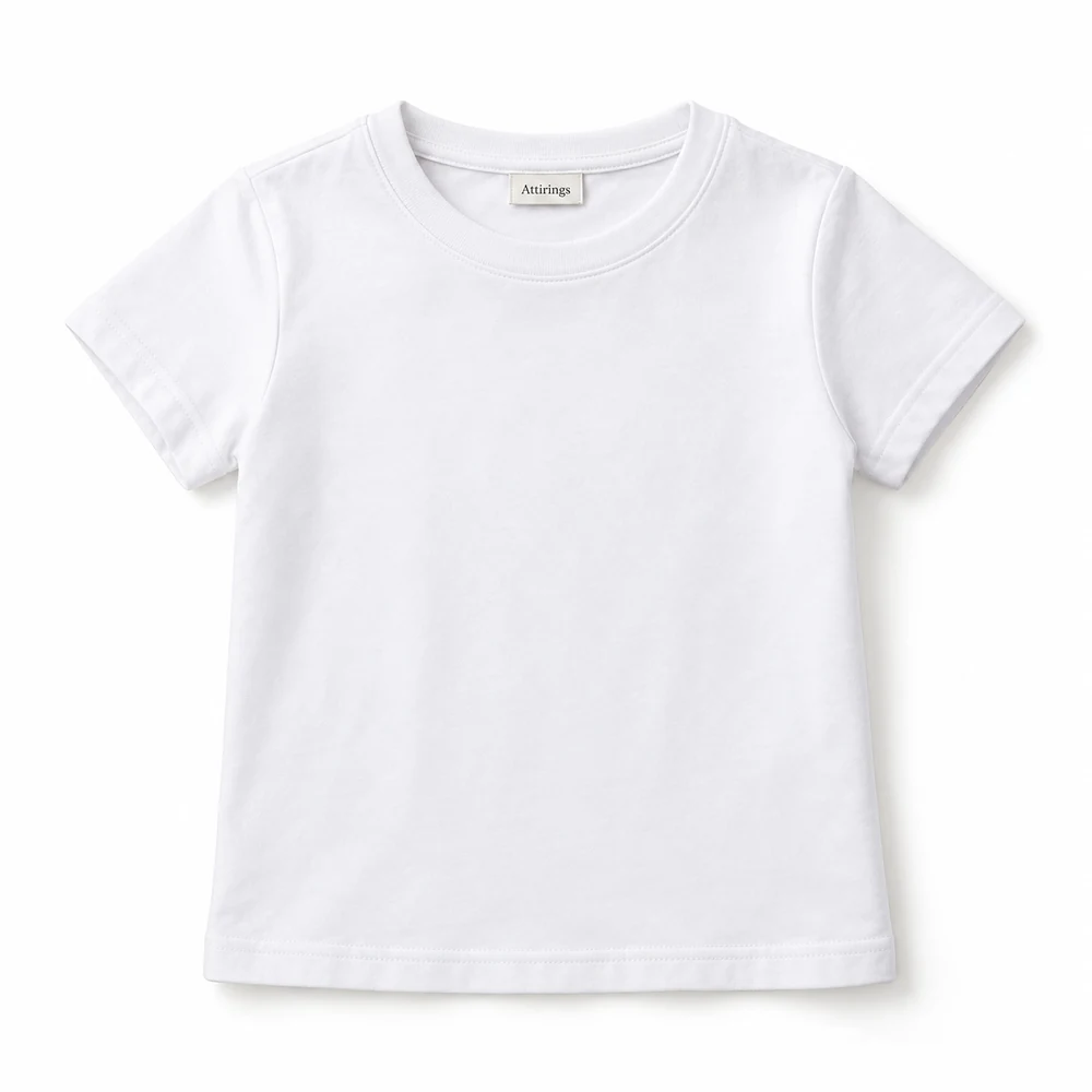 White Girls' Regular Fit Crew Neck T-Shirt - front design visualization