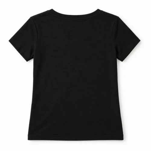 Black Girls' Regular Fit V-Neck T-Shirt - back design visualization