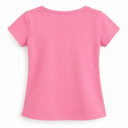 Pink Girls' Regular Fit Scoop Neck T-Shirt - back design visualization