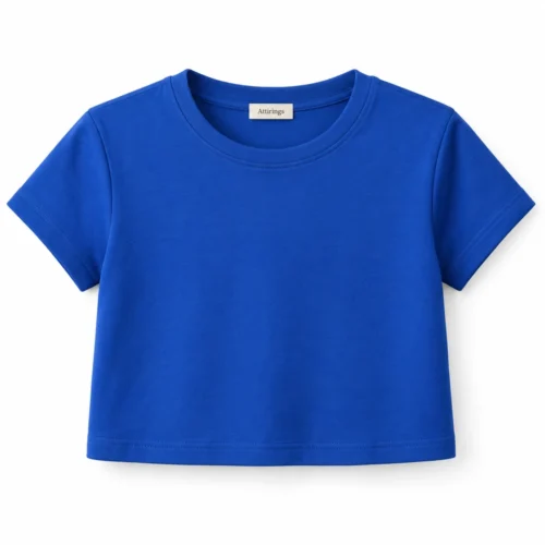 Royal Blue Girls' Regular Fit Cropped T-Shirt - front design visualization