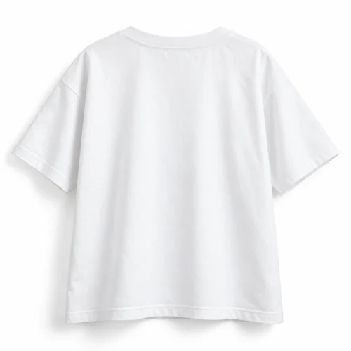 White Girls' Oversized Fit Crew Neck T-Shirt - back design visualization