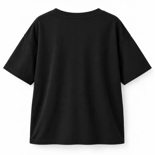 Black Girls' Oversized Fit V-Neck T-Shirt - back design visualization