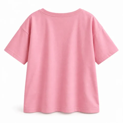 Pink Girls' Oversized Fit Scoop Neck T-Shirt - back design visualization