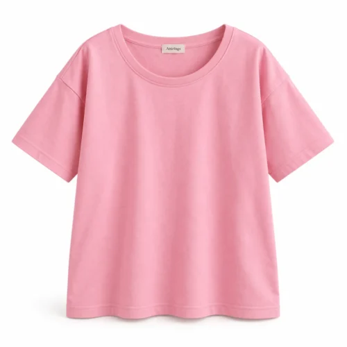 Pink Girls' Oversized Fit Scoop Neck T-Shirt - front design visualization