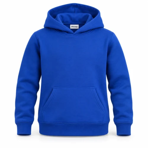 Royal Blue Kids' Slim Fit Kangaroo Pocket Hoodie - front design visualization