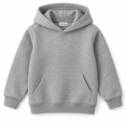 Grey Kids' Regular Fit Pullover Hoodie - front design visualization