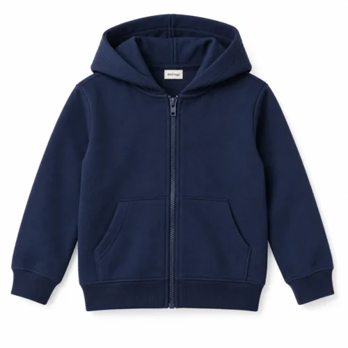 Navy Kids' Regular Fit Zip-Up Hoodie - front design visualization