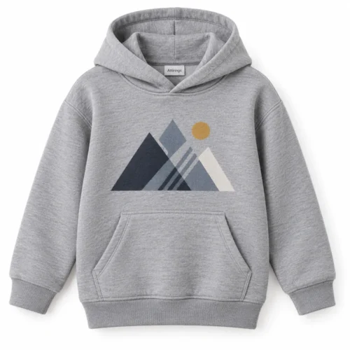 Grey Kids' Regular Fit Printed Graphic Hoodie - front design visualization