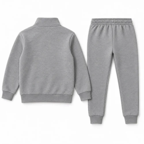 Grey Kids' Slim Fit Full-Zip Set Tracksuit - back design visualization