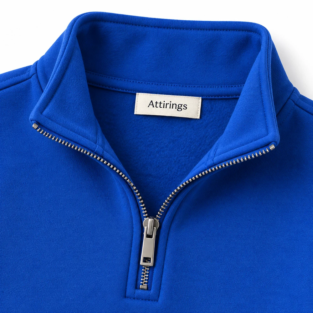 Royal Blue Kids' Slim Fit Quarter-Zip Set Tracksuit - detail design visualization