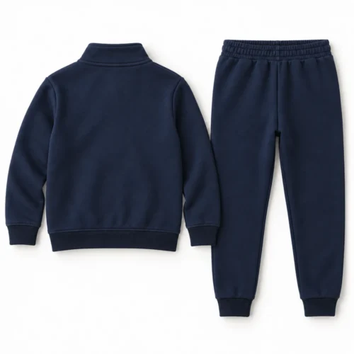 Navy Kids' Regular Fit Zip-Up Jacket Set Tracksuit - back design visualization