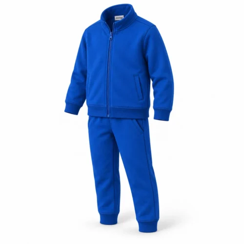 Royal Blue Kids' Regular Fit Full-Zip Set Tracksuit - side design visualization