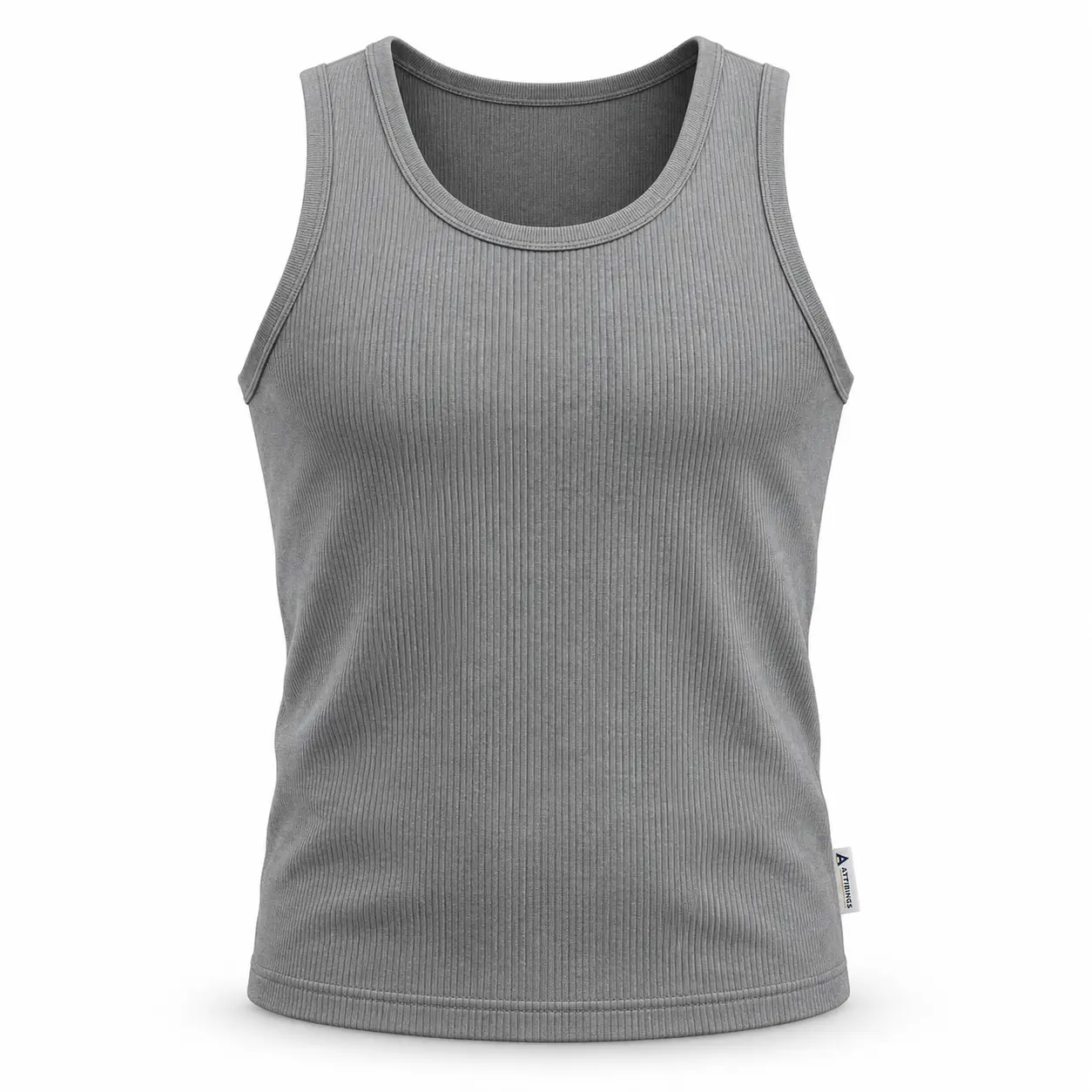 Regular Fit Ribbed Gym Vest - front AI design mockup - Attirings