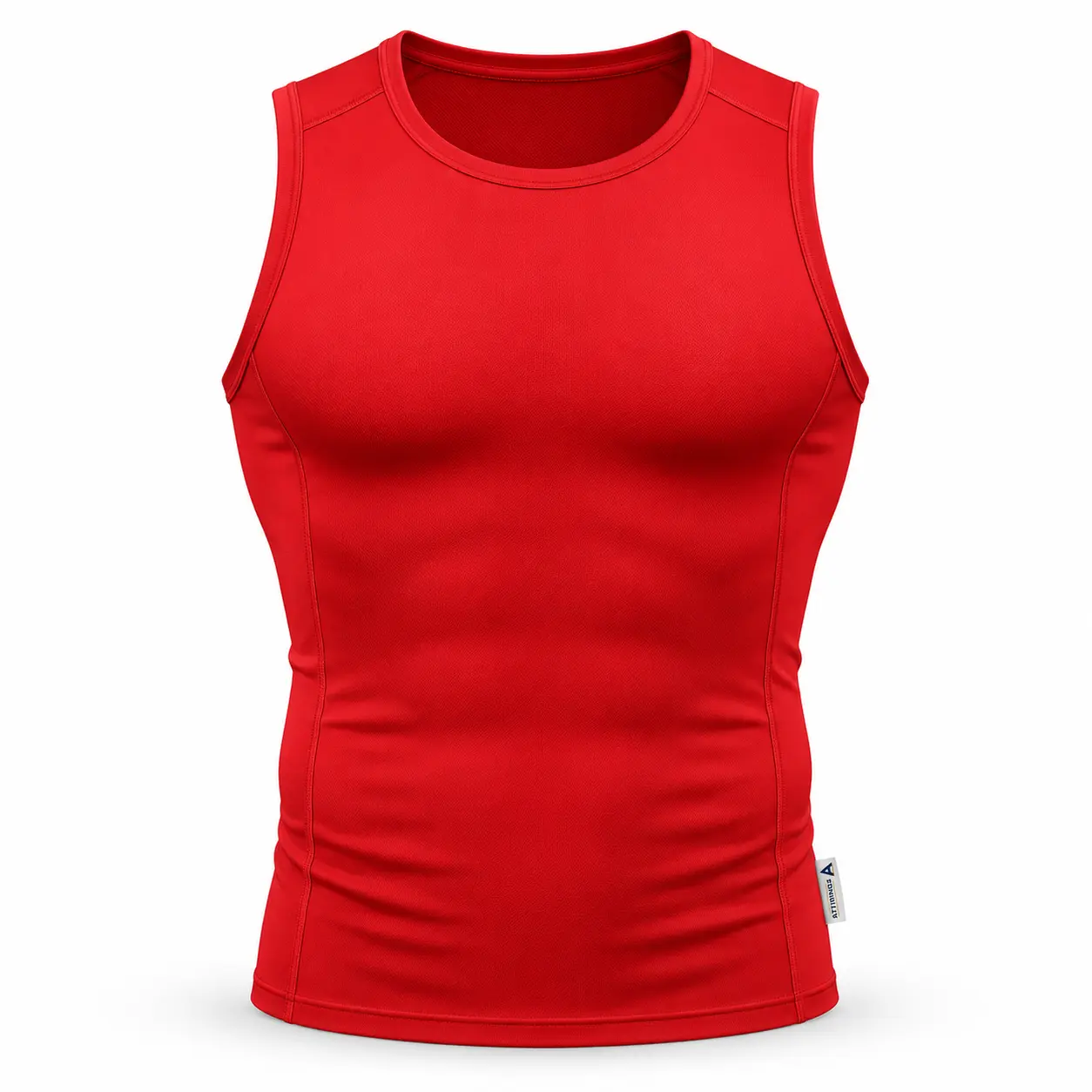 Compression Fit Sleeveless Gym Vest - front AI design mockup - Attirings
