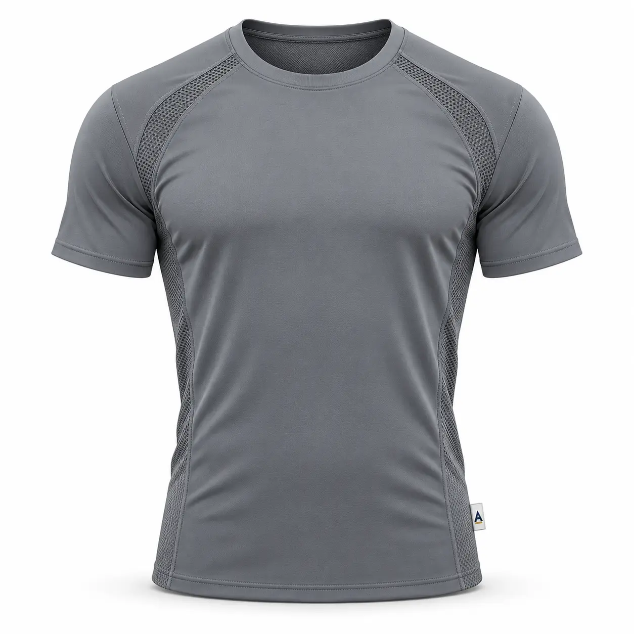 Slim Fit Mesh Panel Sports T-Shirt - front AI design mockup - Attirings