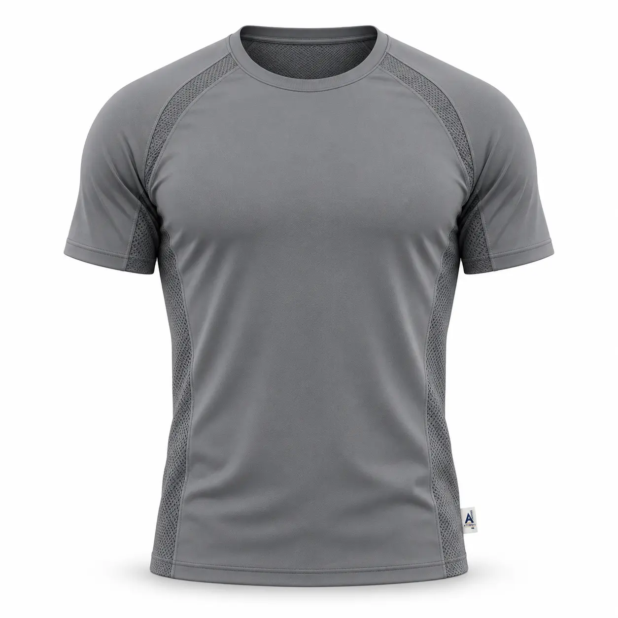 Athletic Fit Mesh Panel Sports T-Shirt - front AI design mockup - Attirings