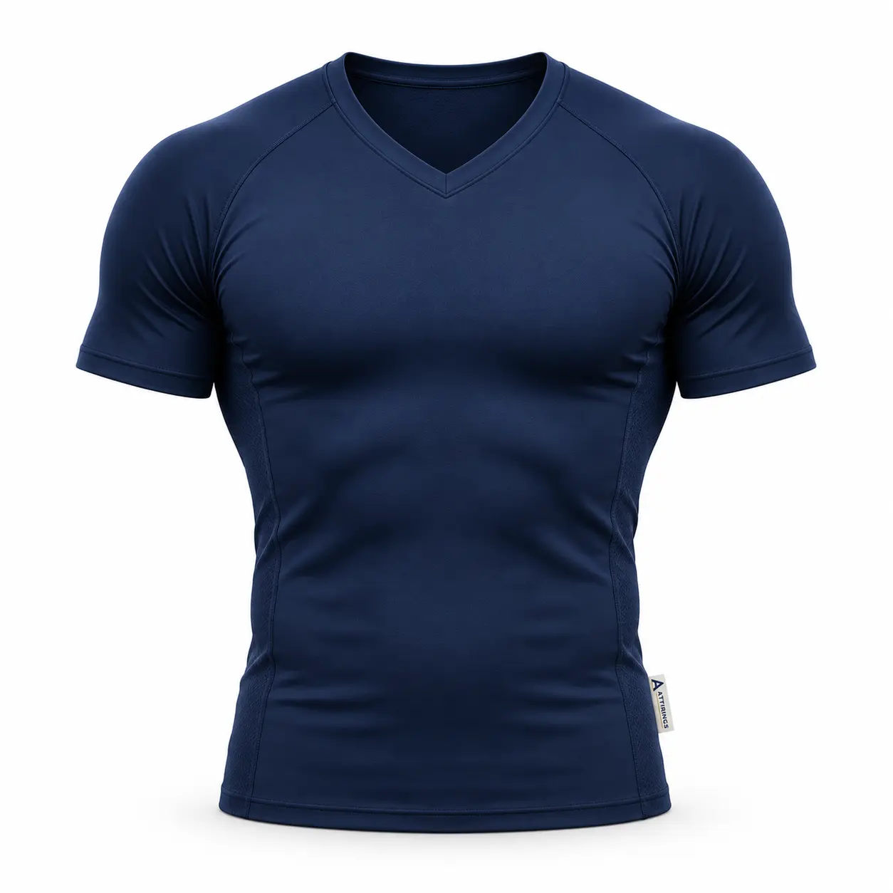 Compression Fit V-Neck Sports T-Shirt - front AI design mockup - Attirings
