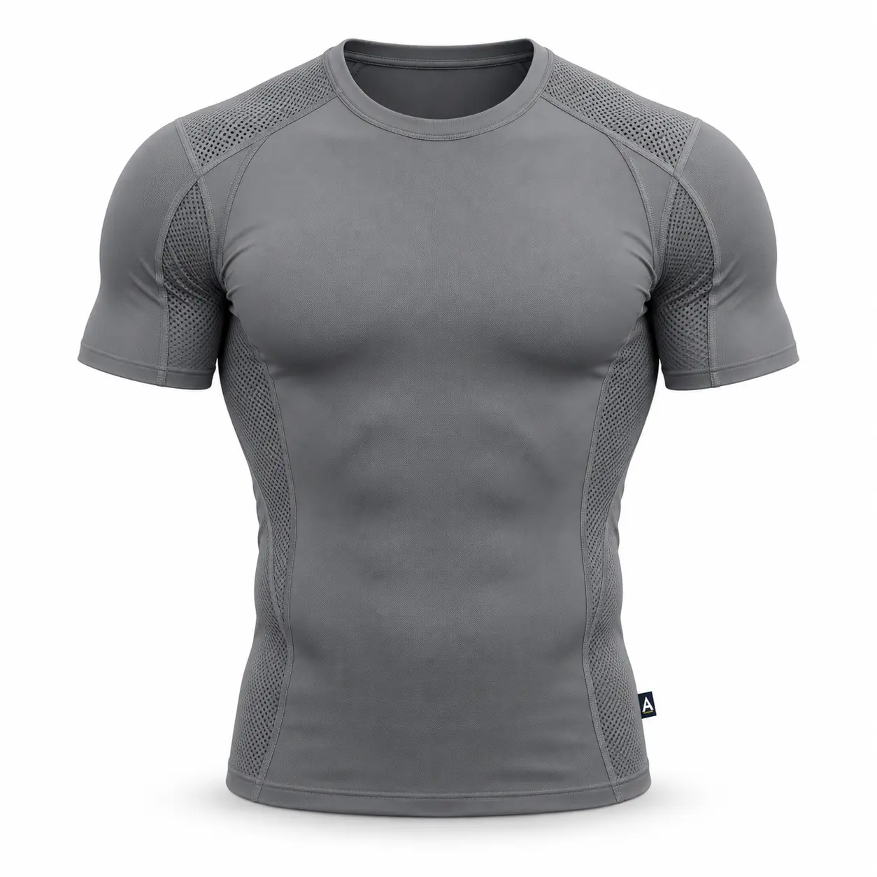 Compression Fit Mesh Panel Sports T-Shirt - front AI design mockup - Attirings