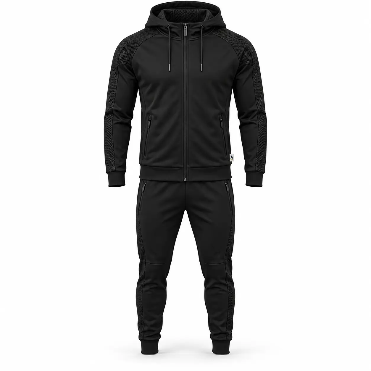 Slim Fit Mesh Panel Set Tracksuit - front AI design mockup - Attirings