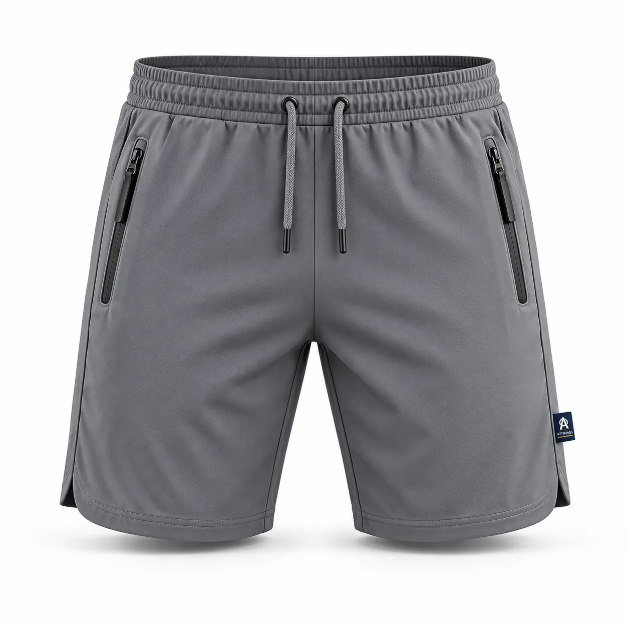 Slim Fit Zip Pocket Sports Shorts front AI mockup - Attirings