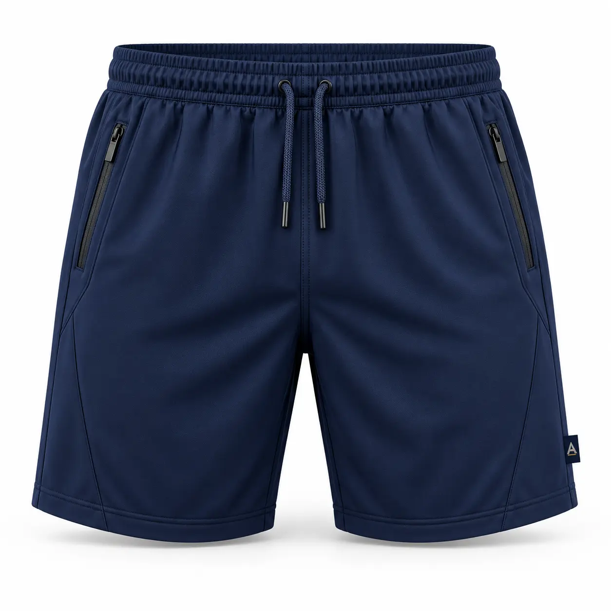 Athletic Fit Zip Pocket Sports Shorts front AI mockup - Attirings