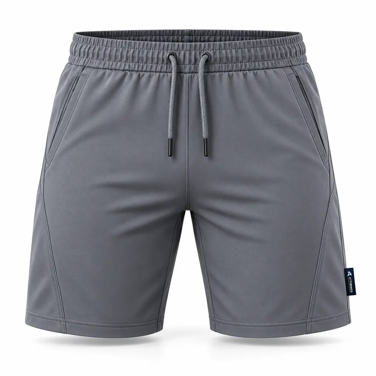 Compression Fit Drawstring Sports Shorts front AI mockup - Attirings