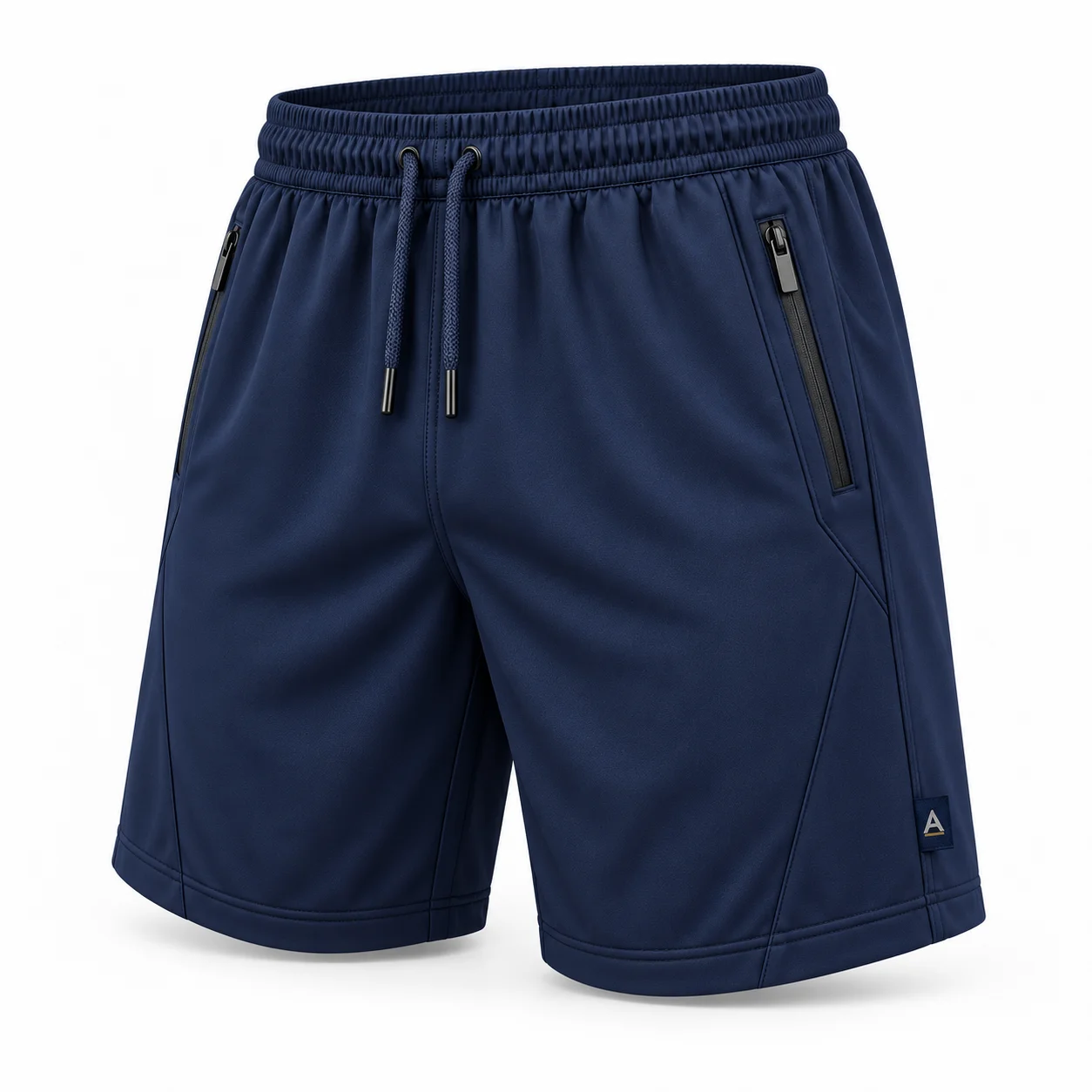Athletic Fit Zip Pocket Sports Shorts angle AI mockup - Attirings