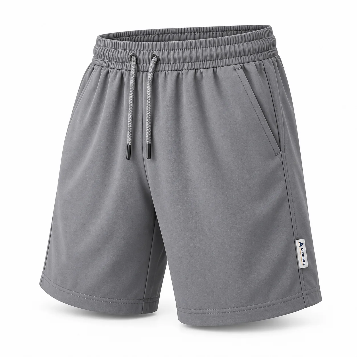 Relaxed Fit Elastic Waist Sports Shorts angle AI mockup - Attirings