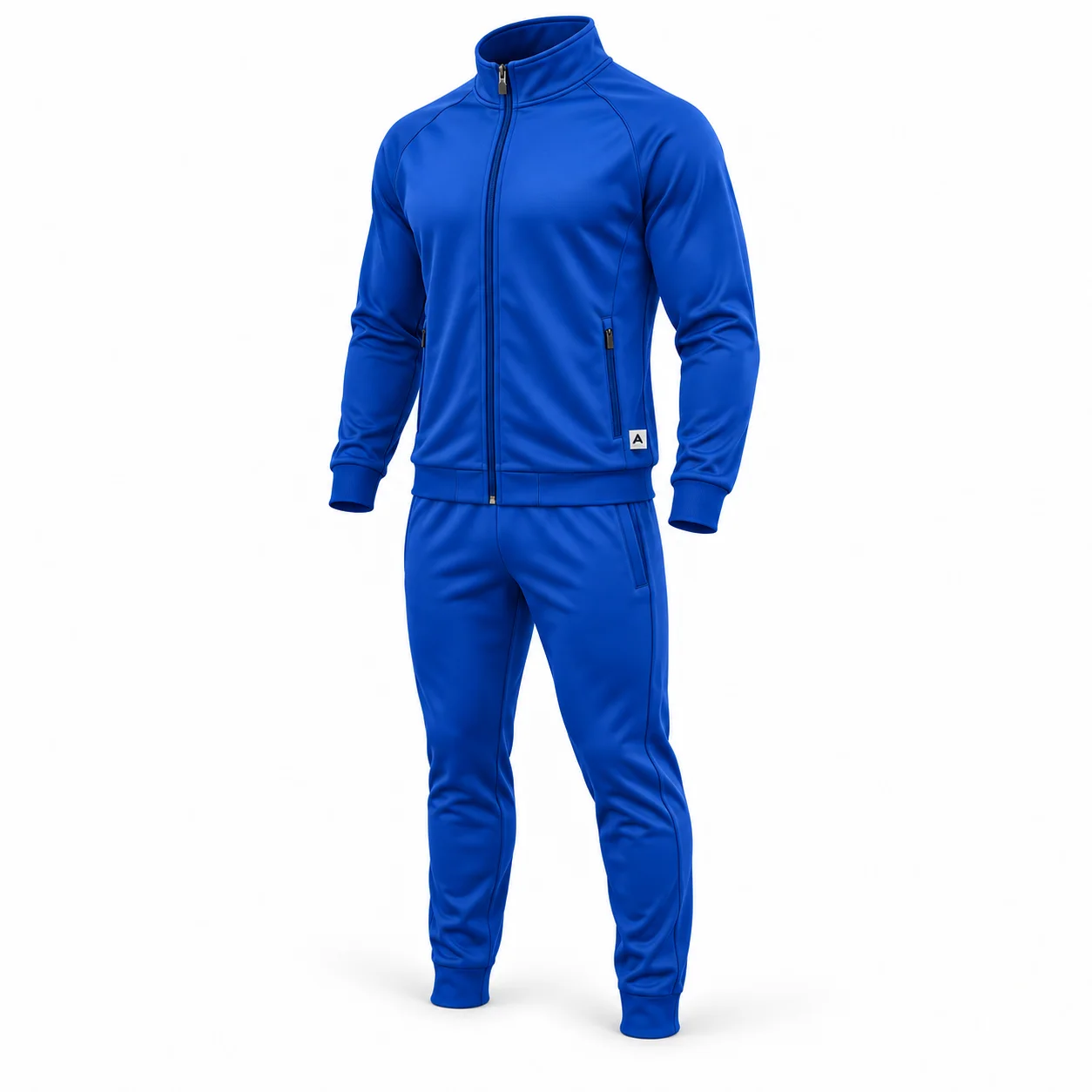 Athletic Fit Zip-Up Jacket Set Tracksuit angle AI mockup - Attirings