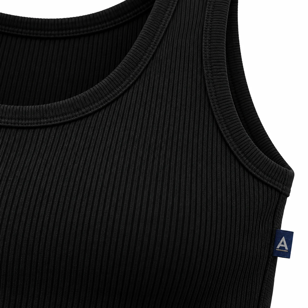 Slim Fit Ribbed Gym Vest detail AI mockup - Attirings