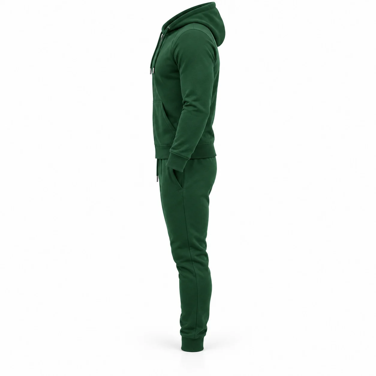 Men’s Slim Fit Hooded Two-Piece Set Tracksuit side view - AI design sample