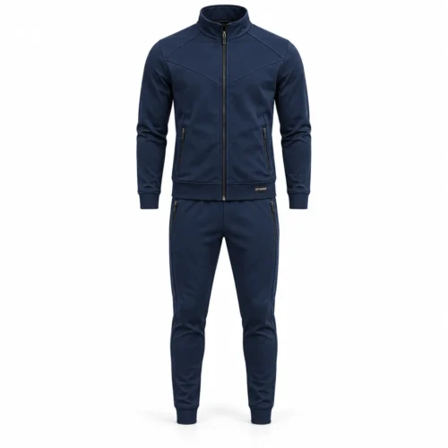 Men's Slim Fit Zip-Up Jacket Set Tracksuit - AI-generated design sample, front view