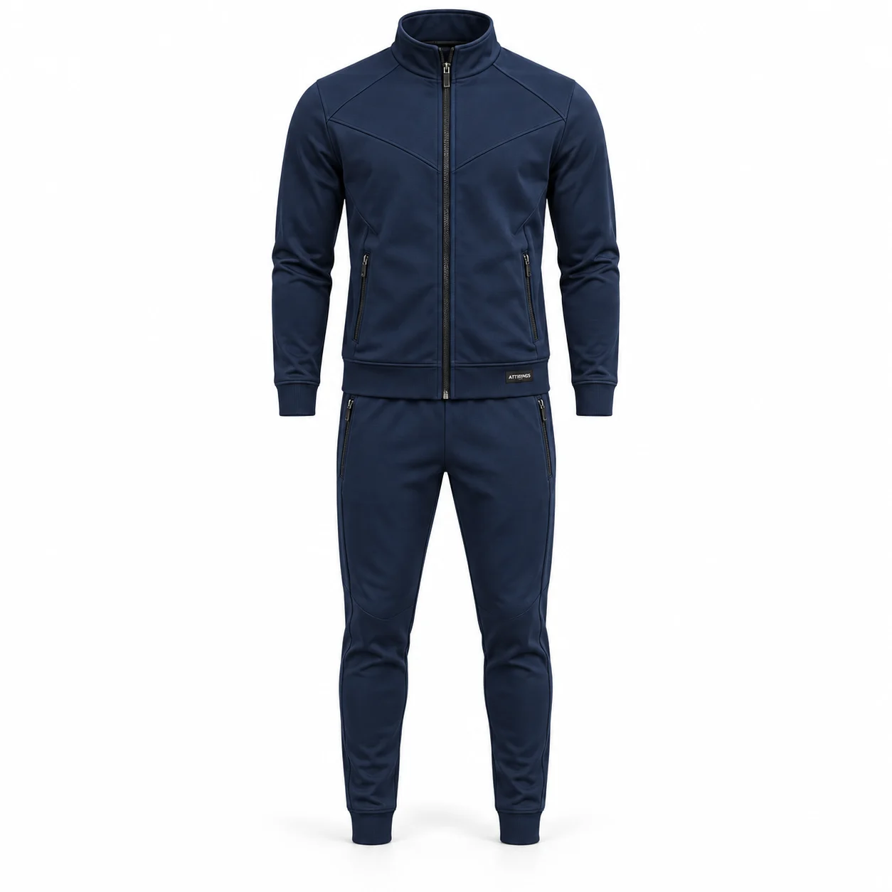 Men's Slim Fit Zip-Up Jacket Set Tracksuit - AI-generated design sample, front view