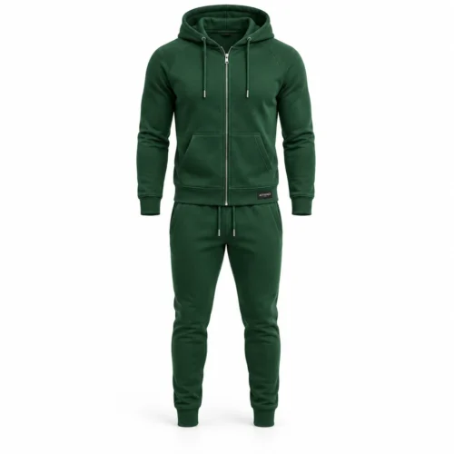 Men's Slim Fit Hooded Two-Piece Set Tracksuit - AI-generated design sample, front view