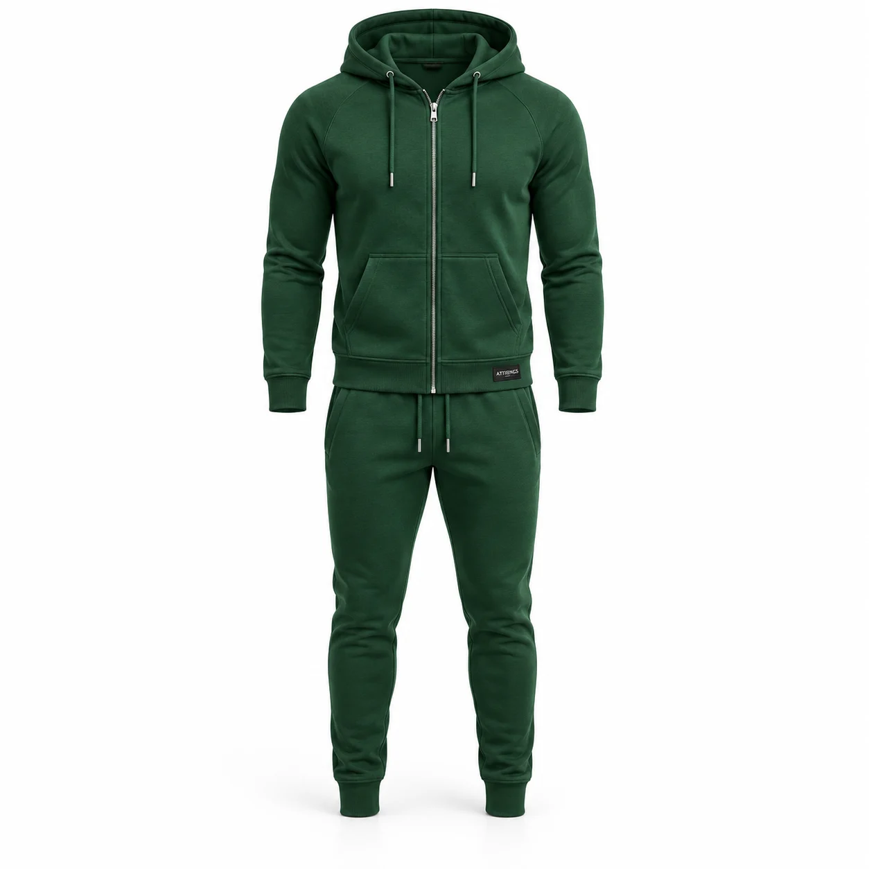 Men's Slim Fit Hooded Two-Piece Set Tracksuit - AI-generated design sample, front view