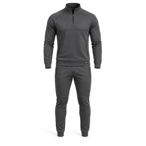 Men's Slim Fit Quarter-Zip Training Set Tracksuit - AI-generated design sample, front view
