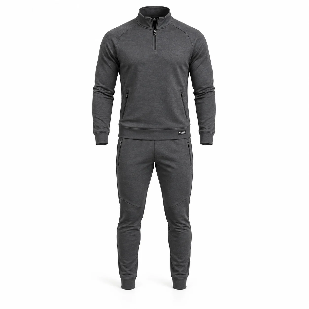 Men's Slim Fit Quarter-Zip Training Set Tracksuit - AI-generated design sample, front view