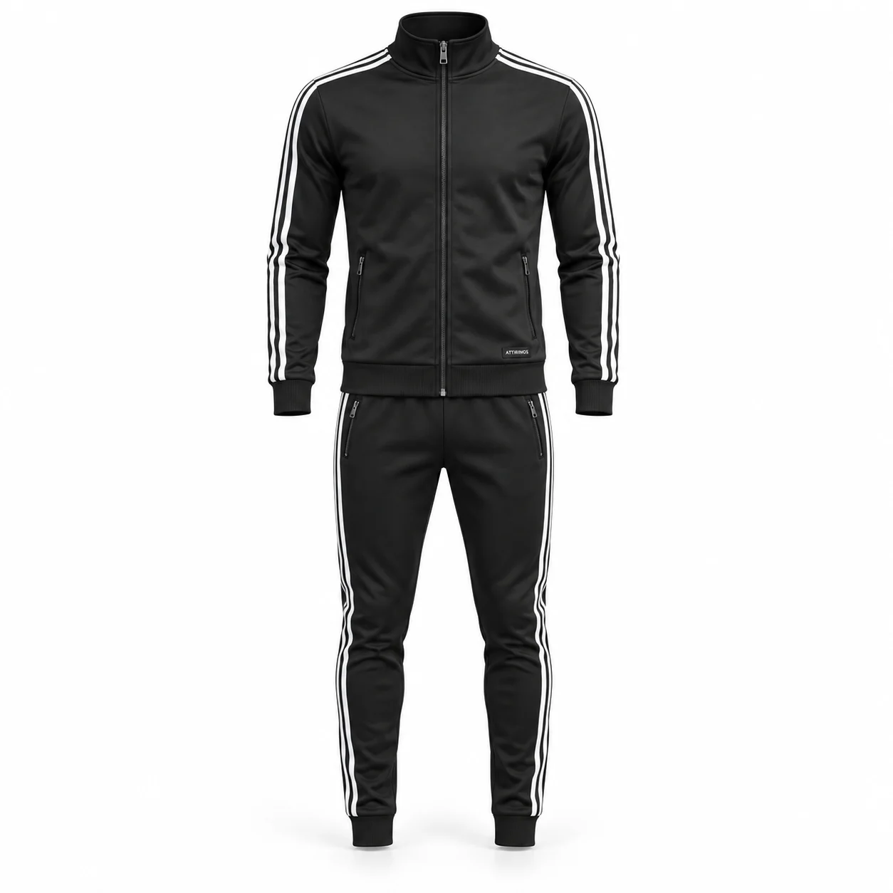 Men's Slim Fit Side-Stripe Set Tracksuit - AI-generated design sample, front view
