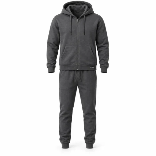 Men's Regular Fit Hooded Two-Piece Set Tracksuit - AI-generated design sample, front view