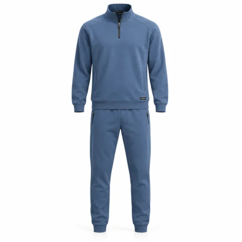 Men's Regular Fit Quarter-Zip Training Set Tracksuit - AI-generated design sample, front view