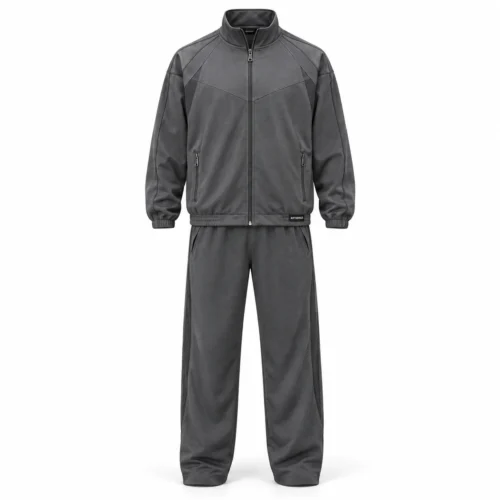 Men's Relaxed Fit Zip-Up Jacket Set Tracksuit - AI-generated design sample, front view