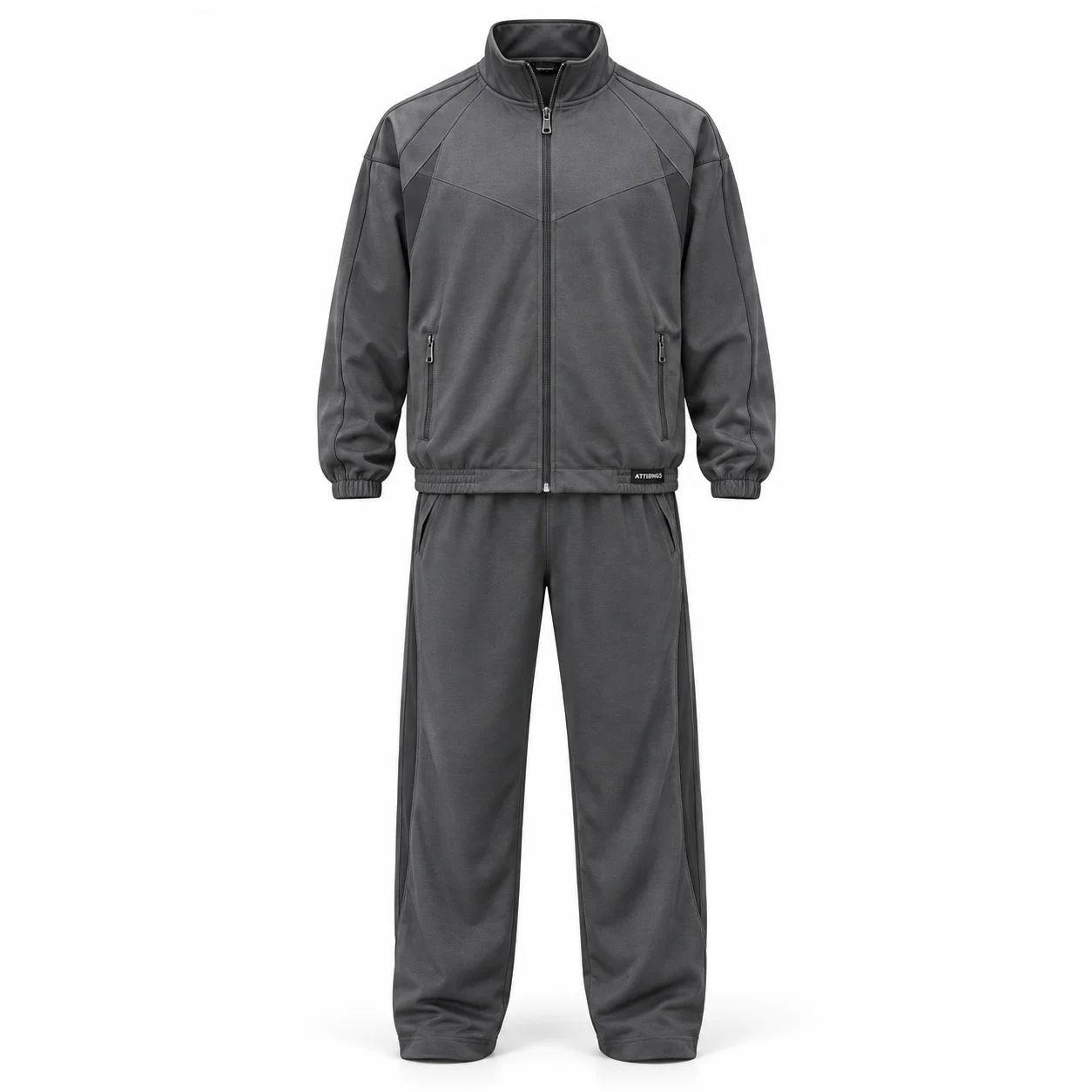 Men's Relaxed Fit Zip-Up Jacket Set Tracksuit - AI-generated design sample, front view