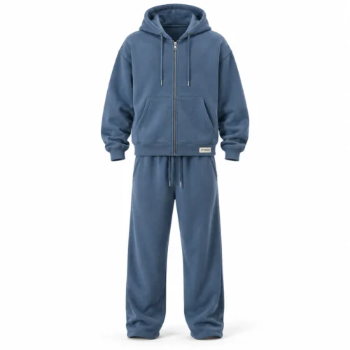Men's Relaxed Fit Hooded Two-Piece Set Tracksuit - AI-generated design sample, front view