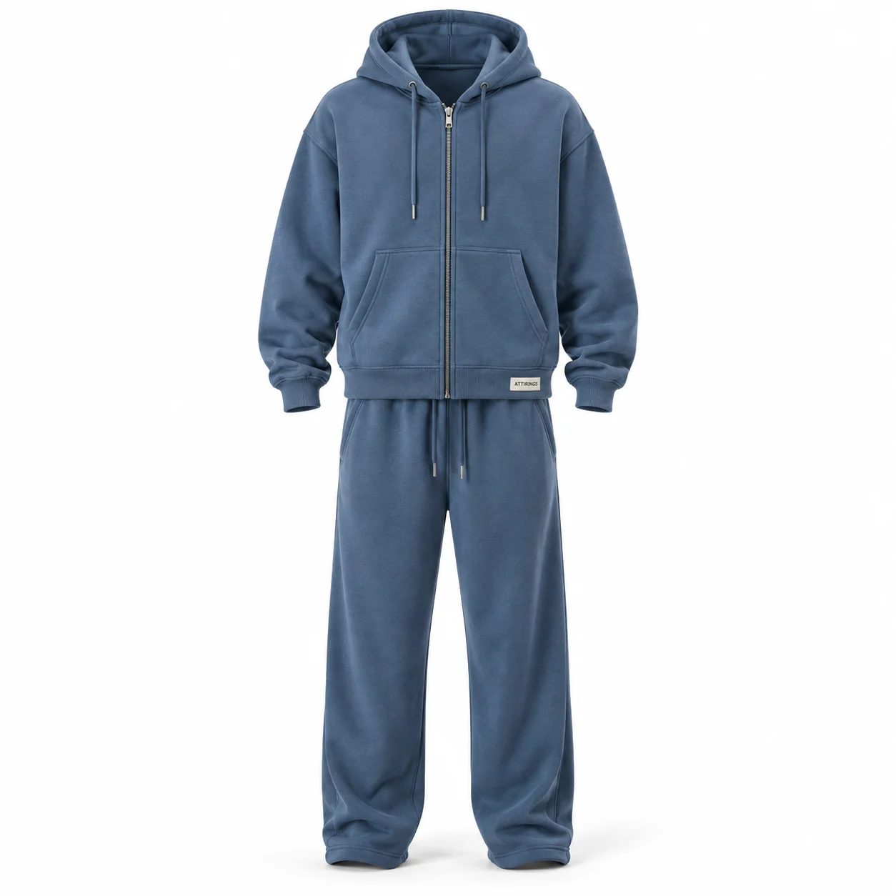 Men's Relaxed Fit Hooded Two-Piece Set Tracksuit - AI-generated design sample, front view