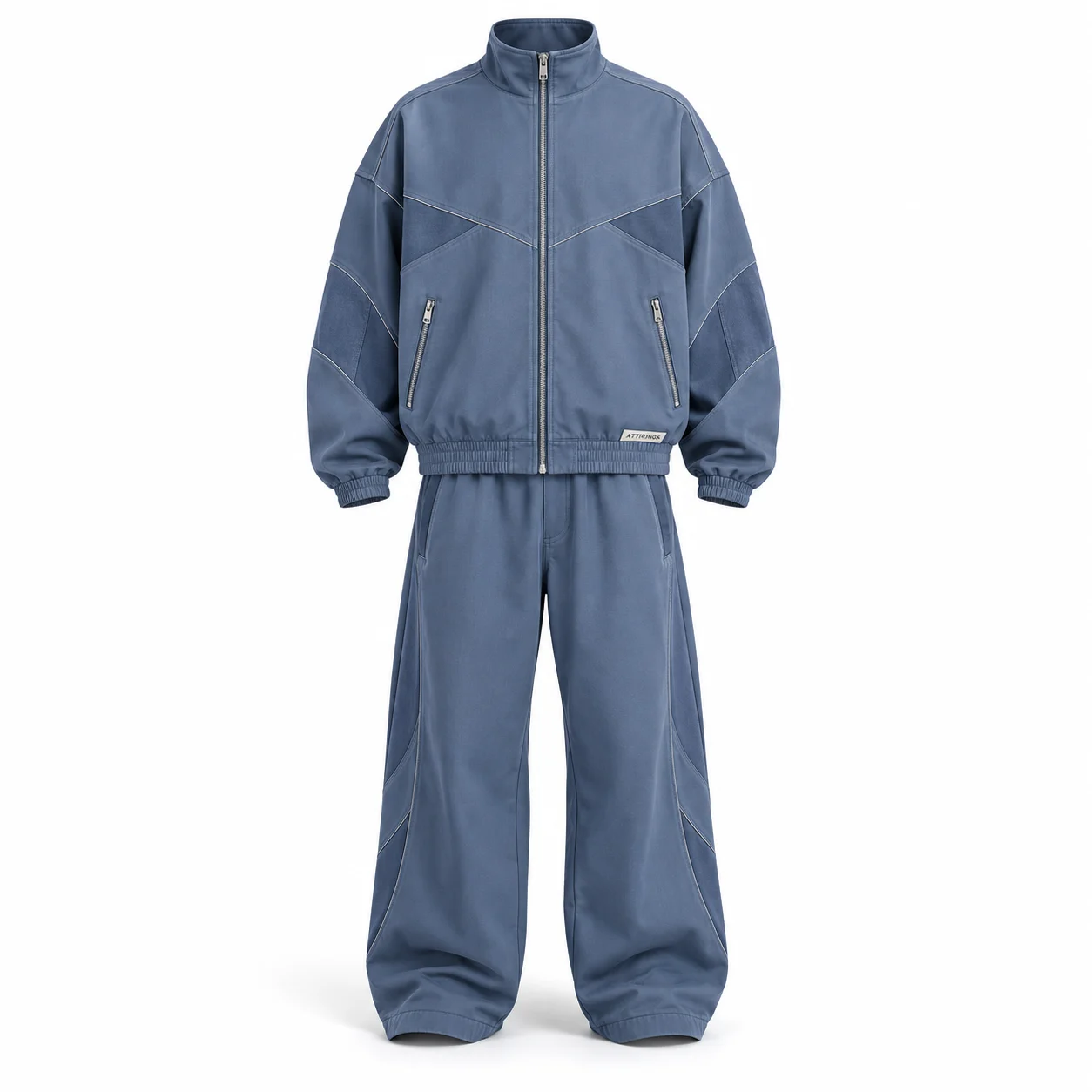 Men's Oversized Fit Zip-Up Jacket Set Tracksuit - AI-generated design sample, front view