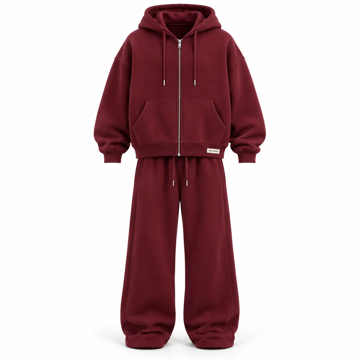 Men's Oversized Fit Hooded Two-Piece Set Tracksuit - AI-generated design sample, front view