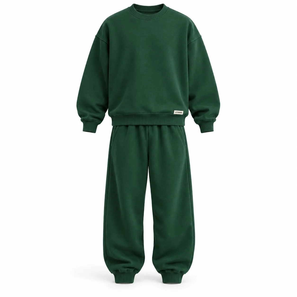 Men's Oversized Fit Ribbed Cuff Set Tracksuit - AI-generated design sample, front view