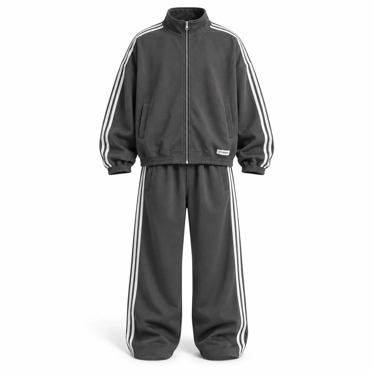 Men's Oversized Fit Side-Stripe Set Tracksuit - AI-generated design sample, front view