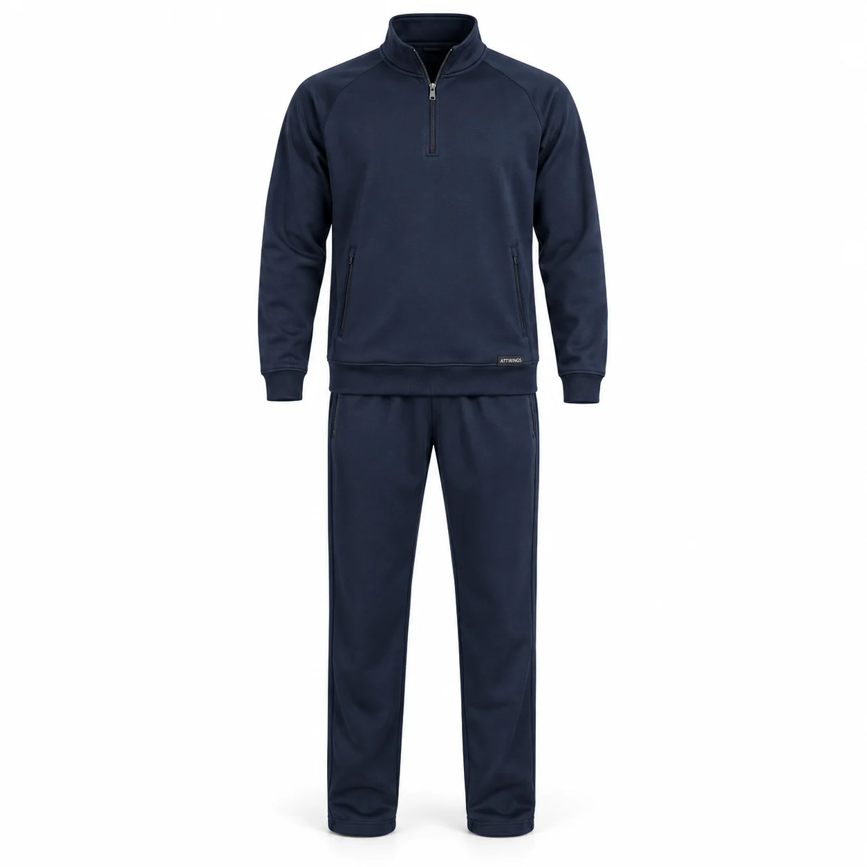 Men's Classic Fit Quarter-Zip Training Set Tracksuit - AI-generated design sample, front view