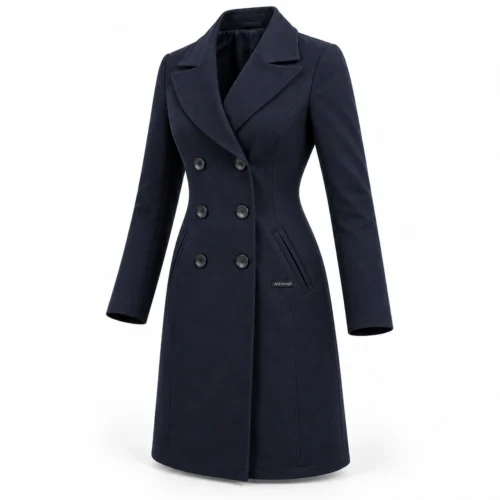 Attirings Women's Slim Fit Double-Breasted Coat, angle view - AI sample